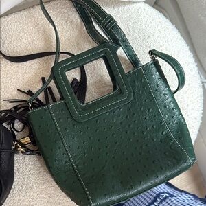 STAUD Green Leather Tote Bag